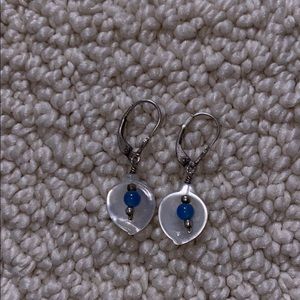 925 Shell & Bead Lever Back Petite Earrings
